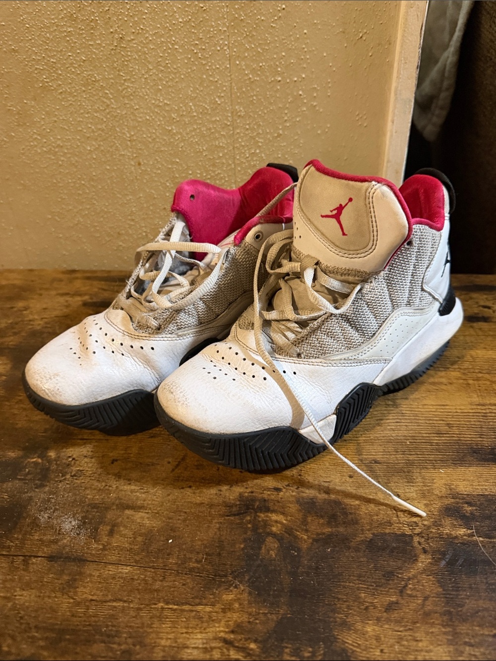 Jordan Women's White and Pink Mid-Top Sneakers